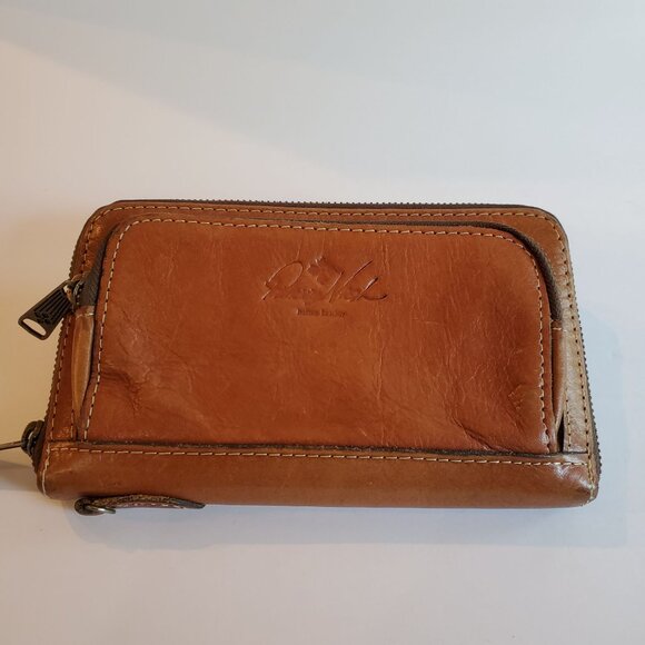 Patricia Nash Bifold Wallet Wristlet Strap Brown Zip Around - Picture 2 of 14